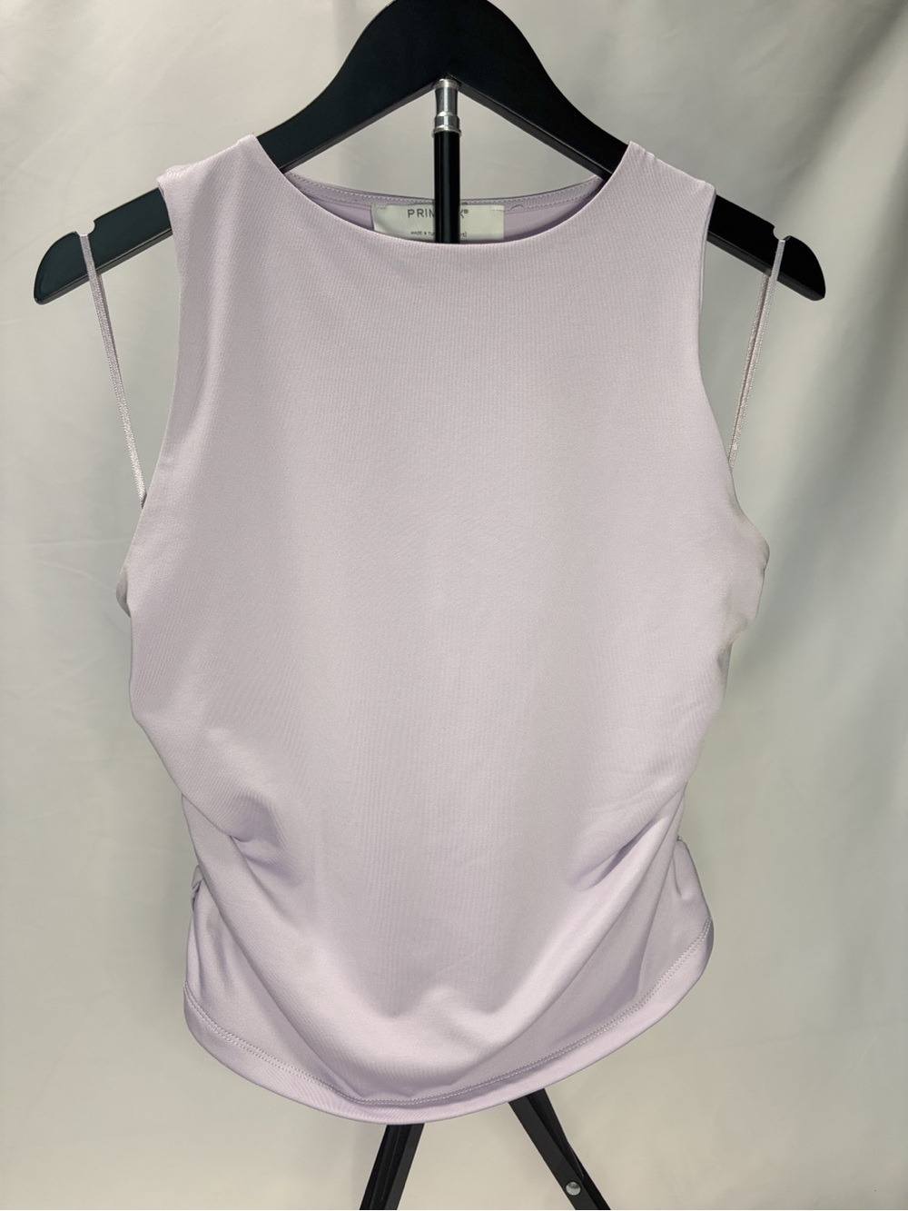 Soft Lavender Ruched Hem Tank Top Sleeveless Fitted Size M